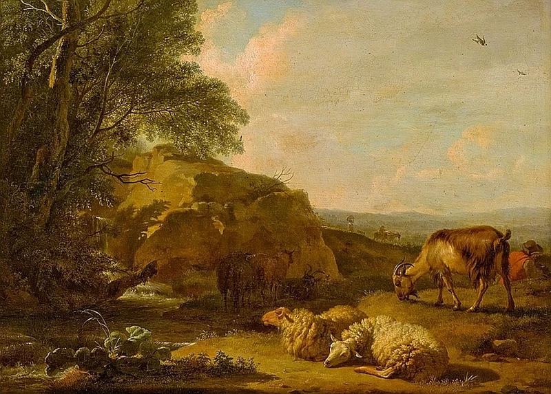Balthasar Ommeganck - Bestiame a riposo in un paesaggio meridionale